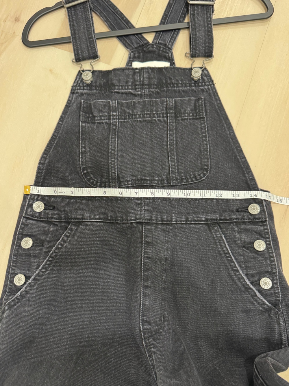 Abercrombie & Fitch Washed Black Women's Small Denim Overalls Classic Fit - Picture 12 of 15